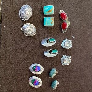 Silver and Turquoise Earrings Set